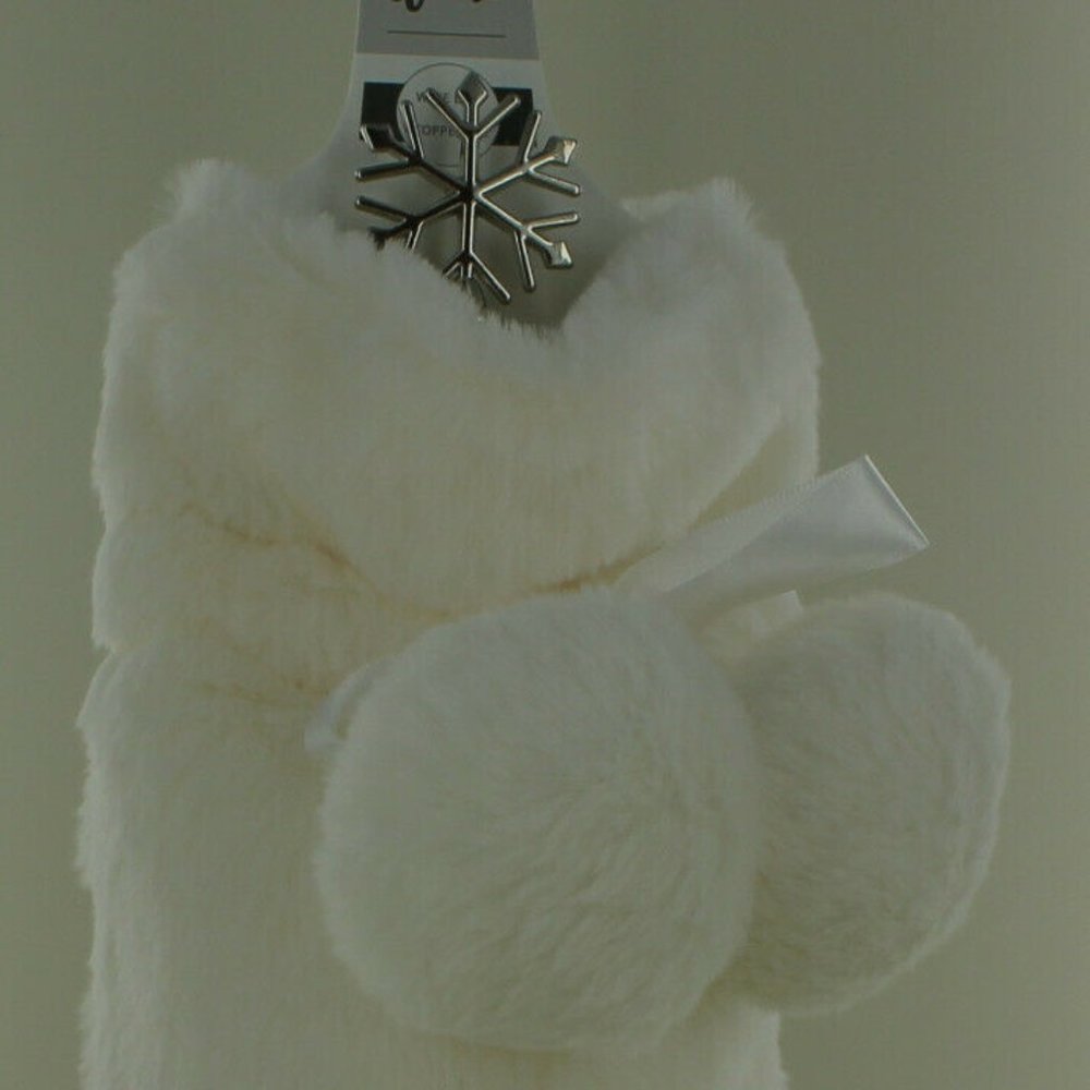 New Mix It Faux Fur Wine Bottle Bag with Snowflake Stopper - Soft Ivory
